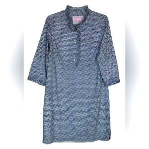 Lilly Pulitzer Brinkley Shirt Dress It's A Lilly Navy & white 3/4 sleeve
Size 10